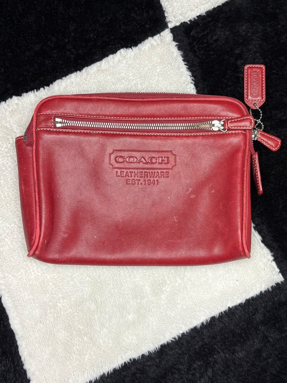 Vintage COACH Red Leather Toiletry Pouch